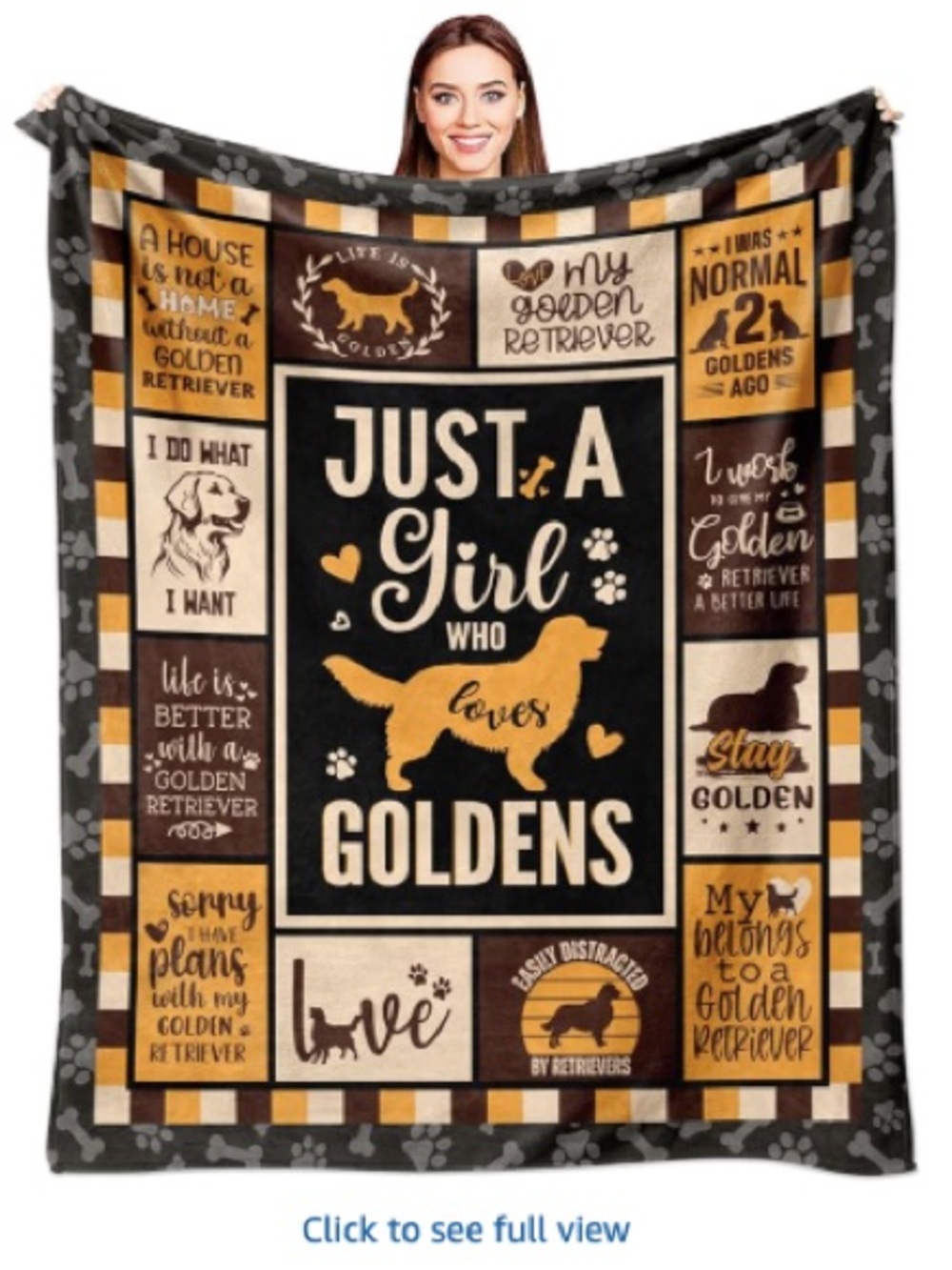 NEW Just A Girl Who Loves Goldens Fleece Throw Blanket